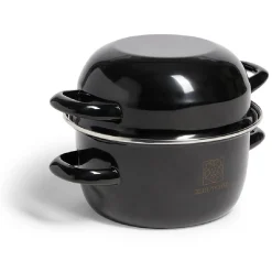Marmite à moules avec couvercle acier noir Ø18xH16,5cm