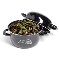 Marmite à moules avec couvercle Ø20,5cm acier noir < Gifi Online