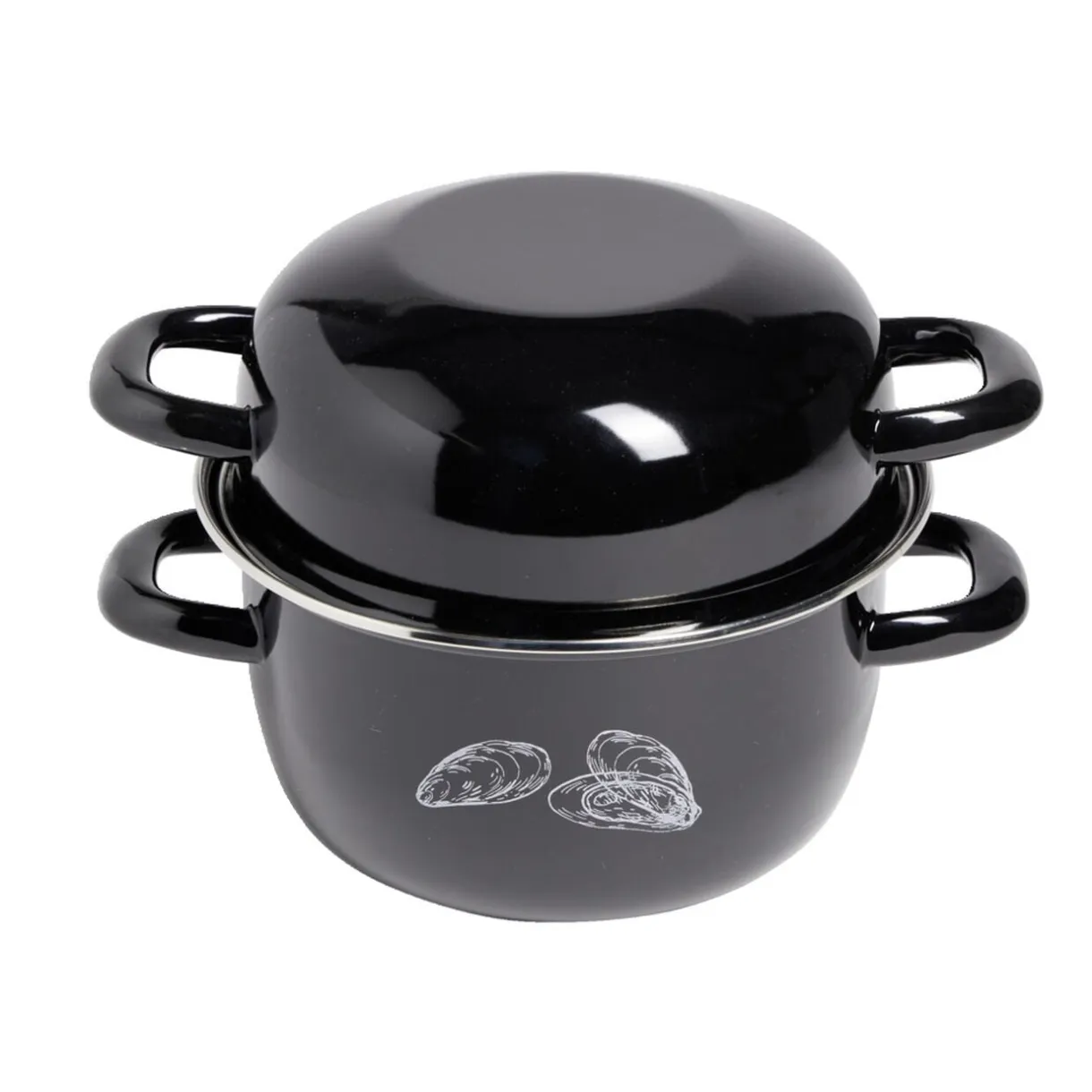 Marmite à moules avec couvercle Ø20,5cm acier noir < Gifi Online