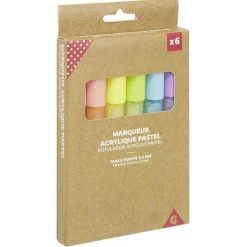 Marqueur acrylique pastel pointe moyenne 2-3mm x6 < Gifi Discount
