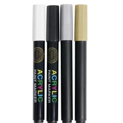 Marqueur permanent x4 peinture acrylique blanc/noir/gris/doré
