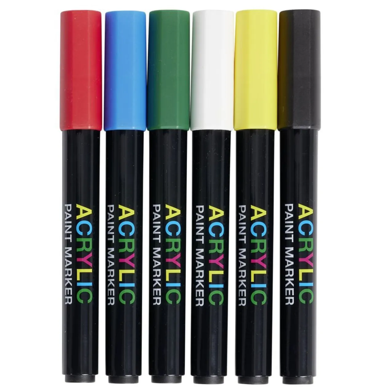 Marqueur permanent x6 peinture acrylique blanc/noir/rouge/bleu/vert/jaune