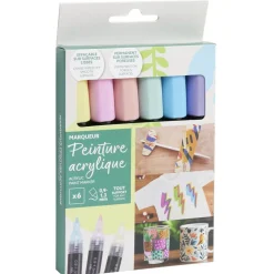 Marqueur permanent x6 peinture acrylique pastel < Gifi Discount