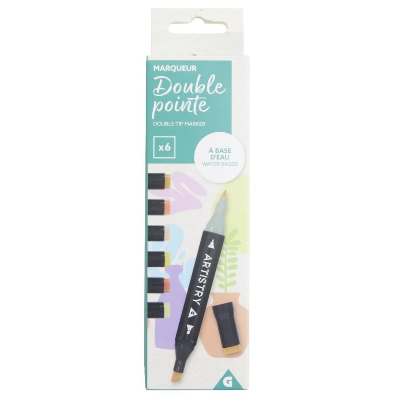 Marqueurs à double pointe H18,5cm - 6 teintes jaune/orange