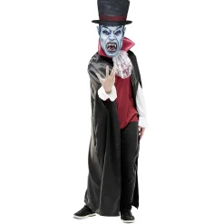 Masque adulte Halloween grosse tête vampire avec chapeau bleu noir