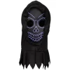 Masque adulte Halloween tête de mort LED avec cagoule noir < Gifi Online