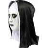Masque Halloween adulte nonne effrayante latex blanc et noir