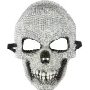 Masque Halloween adulte squelette strass diamant acrylique gris 17x25cm < Gifi Hot