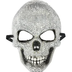 Masque Halloween adulte squelette strass diamant acrylique gris 17x25cm < Gifi Hot