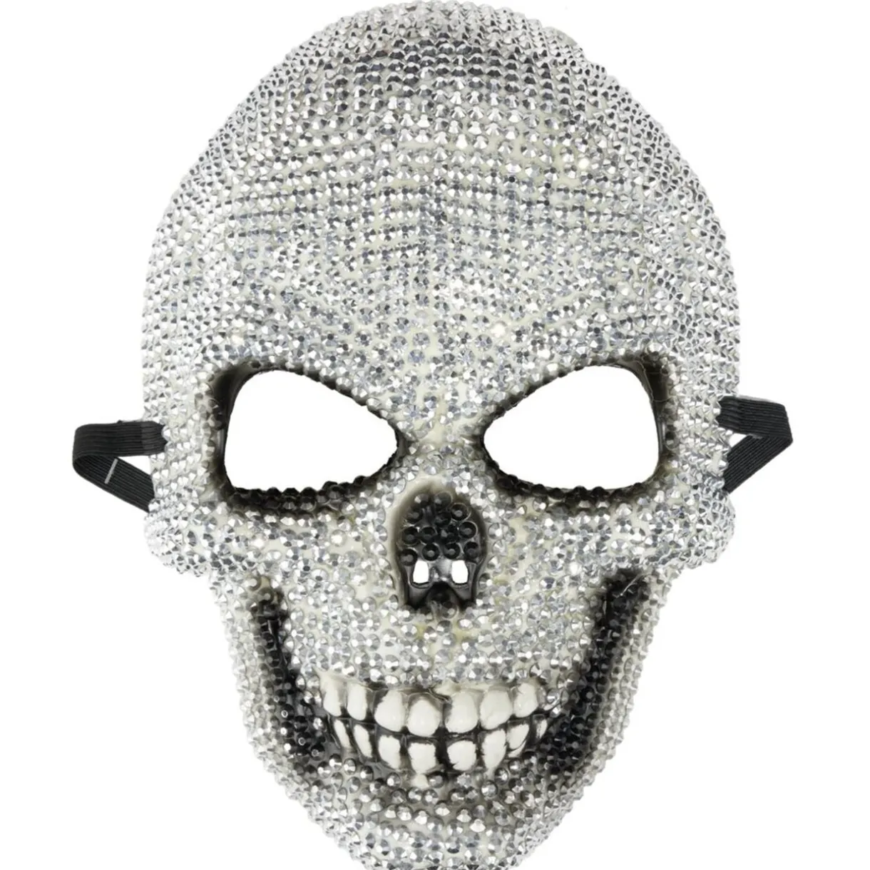 Masque Halloween adulte squelette strass diamant acrylique gris 17x25cm < Gifi Hot
