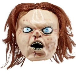 Masque Halloween adulte visage enfant maléfique en latex et cheveux rouge