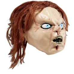 Masque Halloween adulte visage enfant maléfique en latex et cheveux rouge