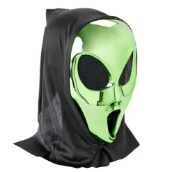 Masque Halloween alien avec cagoule vert métallisé