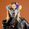 Masque Halloween Dia de los Muertos fleurs multicolores L25xH11cm < Gifi Sale