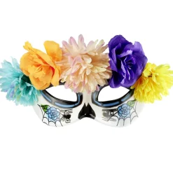 Masque Halloween Dia de los Muertos fleurs multicolores L25xH11cm < Gifi Sale