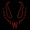 Masque Halloween démon sourire lumineux plastique noir 18x23cm