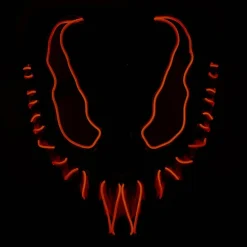 Masque Halloween démon sourire lumineux plastique noir 18x23cm