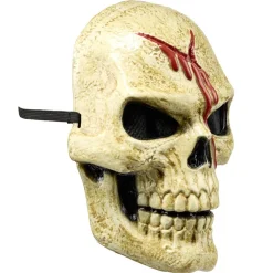 Masque Halloween tête de mort coulée de sang lumineux 24x17xH17,5cm