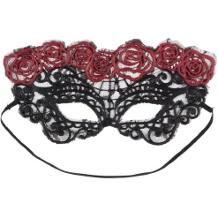 Masque loup vénitien adulte dentelle noir et rouge < Gifi New