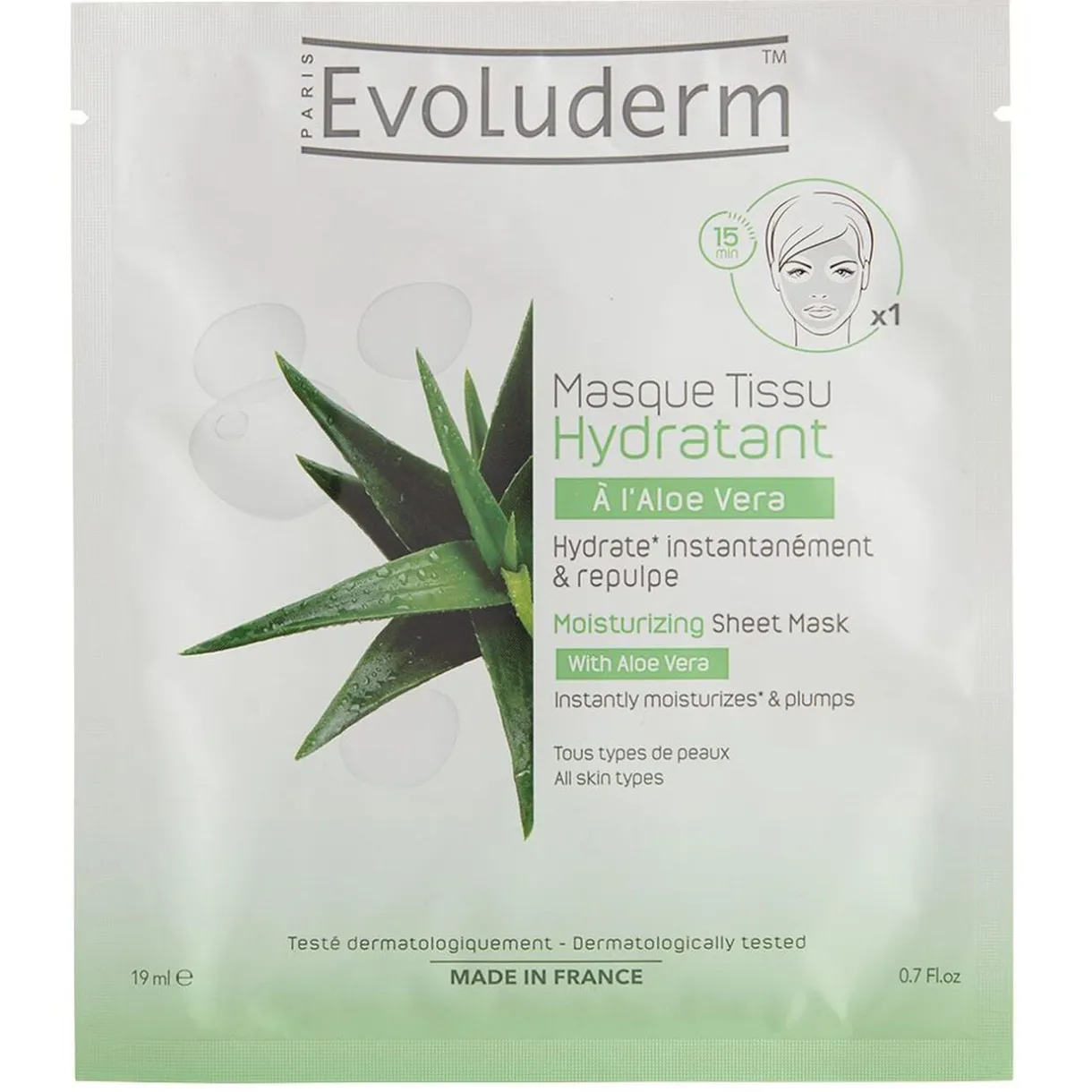 Masque tissu Evoluderm hydratant aloe vera < Gifi