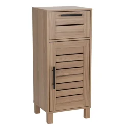 Meuble de rangement bas en bois 1 porte 1 tiroir Léon 34x30xH80cm < Gifi Outlet
