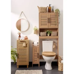 Meuble de rangement bas en bois 1 porte 1 tiroir Léon 34x30xH80cm < Gifi Outlet