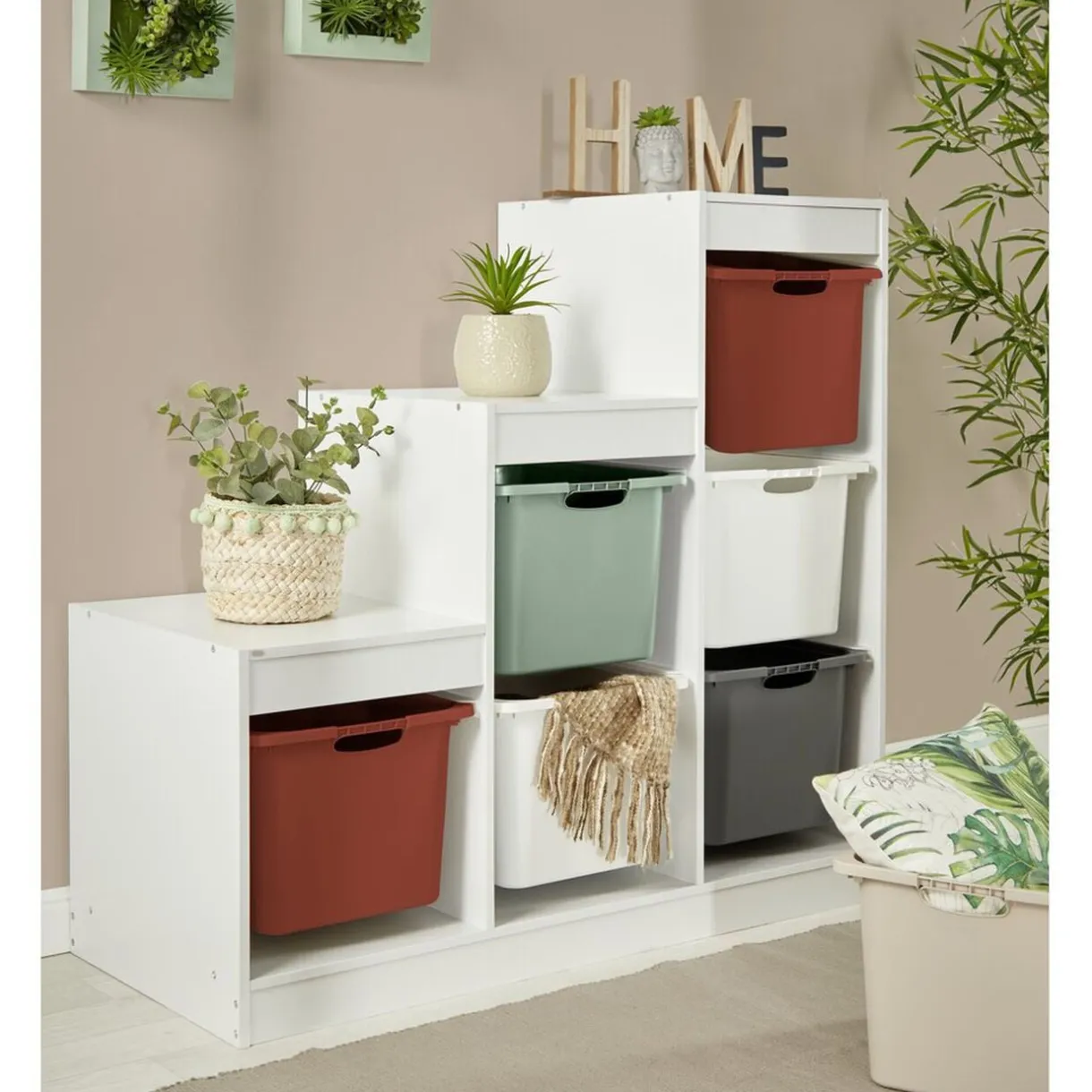 Meuble de rangement casiers escalier bois blanc < Gifi Sale