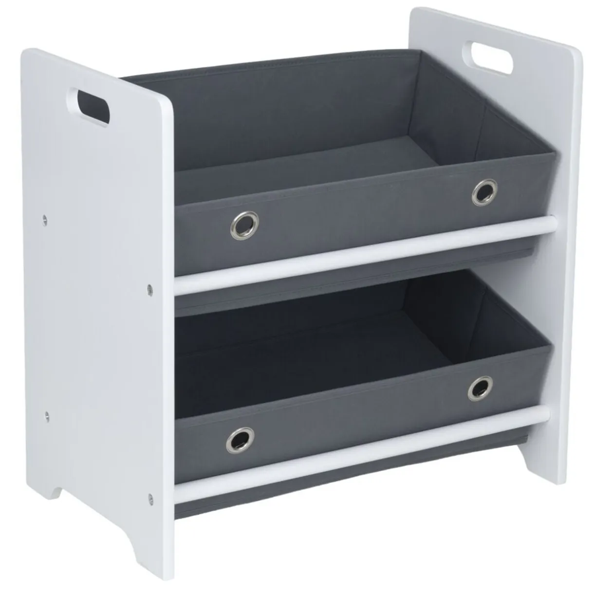 Meuble de rangement enfant 2 niveaux bois blanc et panières grises 50x30xH48cm < Gifi Sale