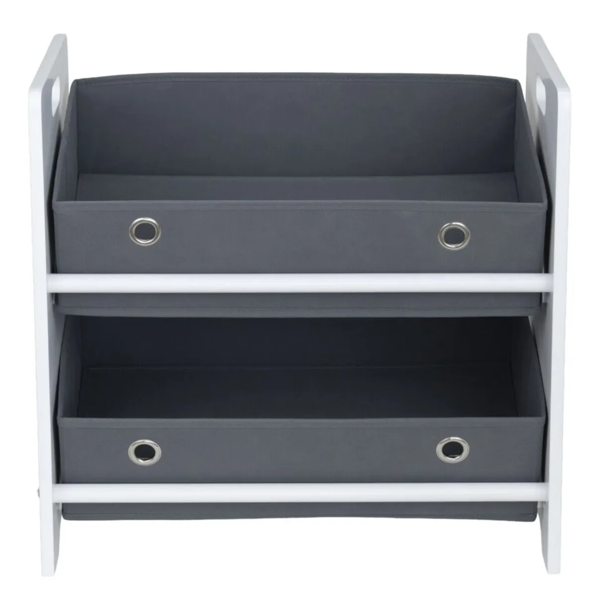 Meuble de rangement enfant 2 niveaux bois blanc et panières grises 50x30xH48cm < Gifi Sale