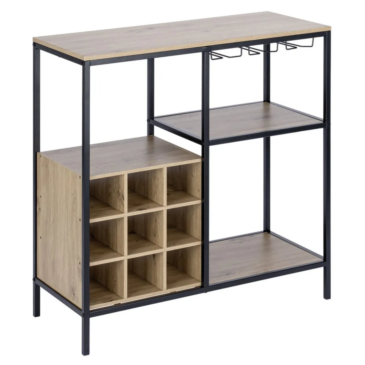 Meuble range-bouteille en bois et métal 78x33xH82cm