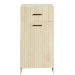 Meuble salle de bain en bois 1 tiroir 1 porte avec panière amovible 40x30xH80cm < Gifi Sale