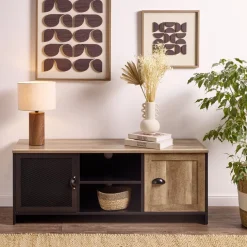 Meuble TV métal et bois Laura 2 portes 118x39xH49cm < Gifi Discount