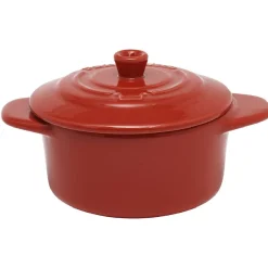 Mini cocotte céramique avec couvercle Ø9.5XH7 cm rouge < Gifi Sale