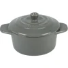 Mini cocotte céramique avec couvercle Ø9.5XH7 cm gris