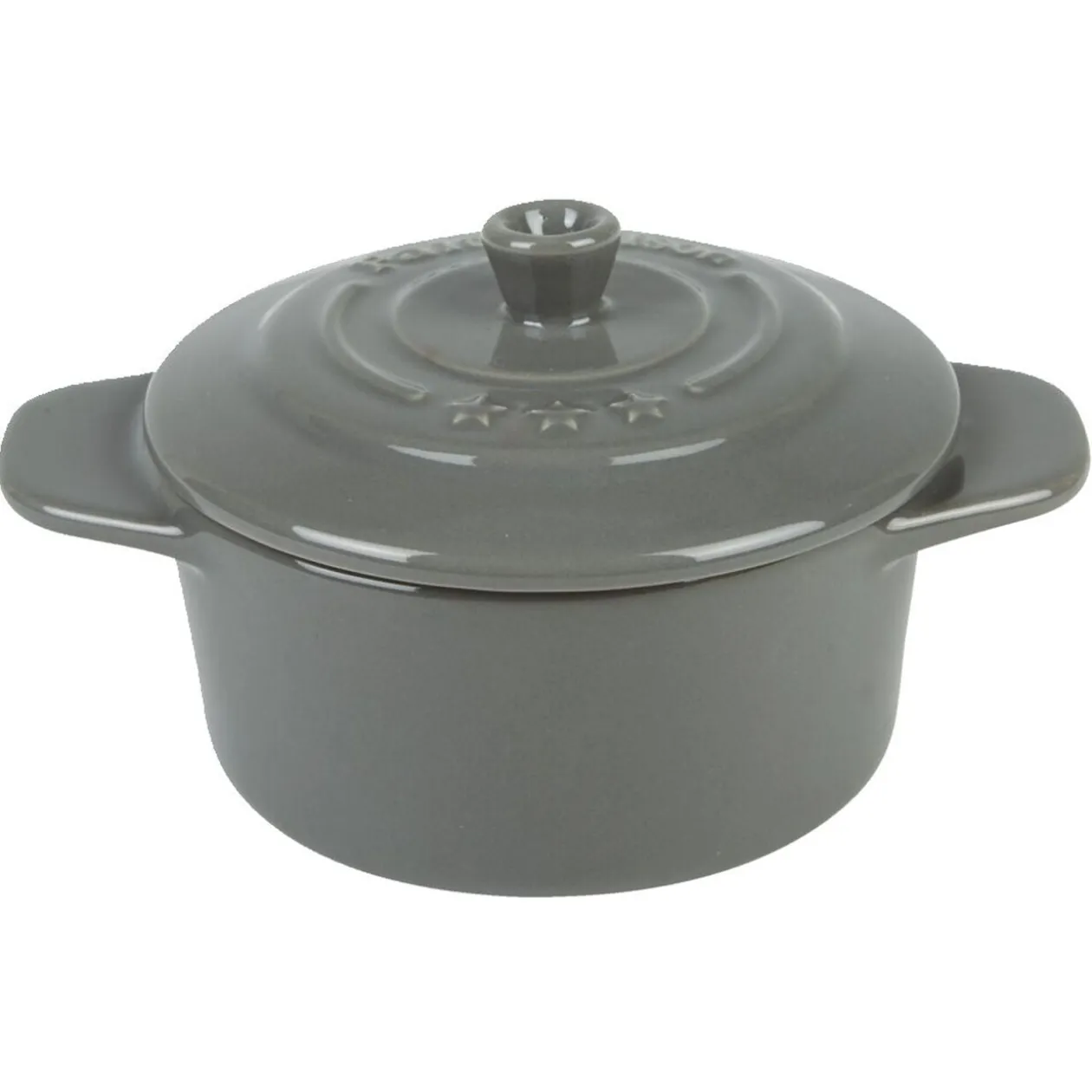 Mini cocotte céramique avec couvercle Ø9.5XH7 cm gris