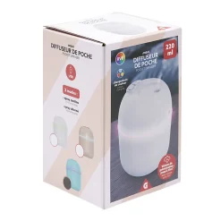 Mini diffuseur d'huile essentielle LED RVB 220ml Ø8xH10cm (3 modèles)