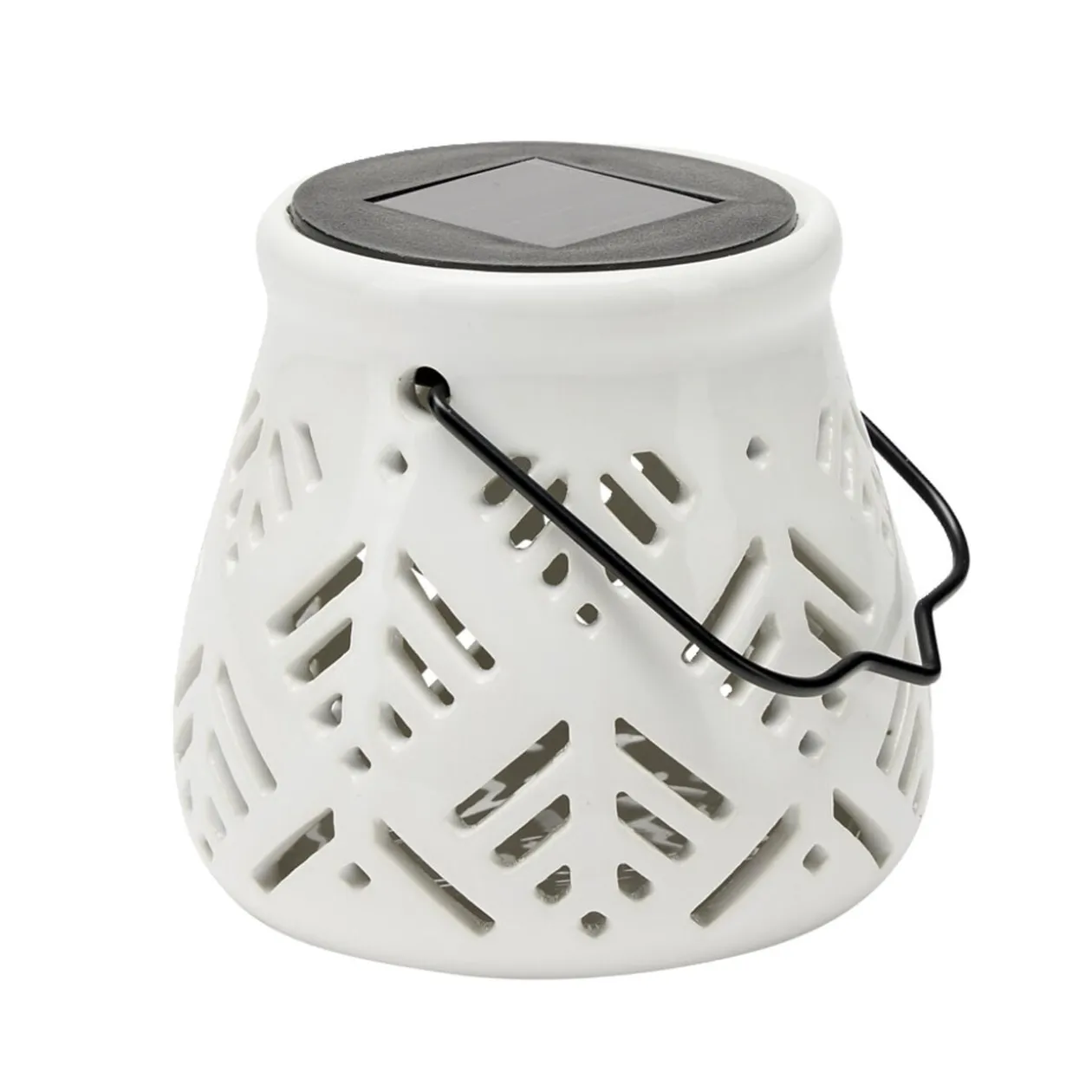Mini lanterne blanche en céramique à poser ou à suspendre Ø12xH12cm
