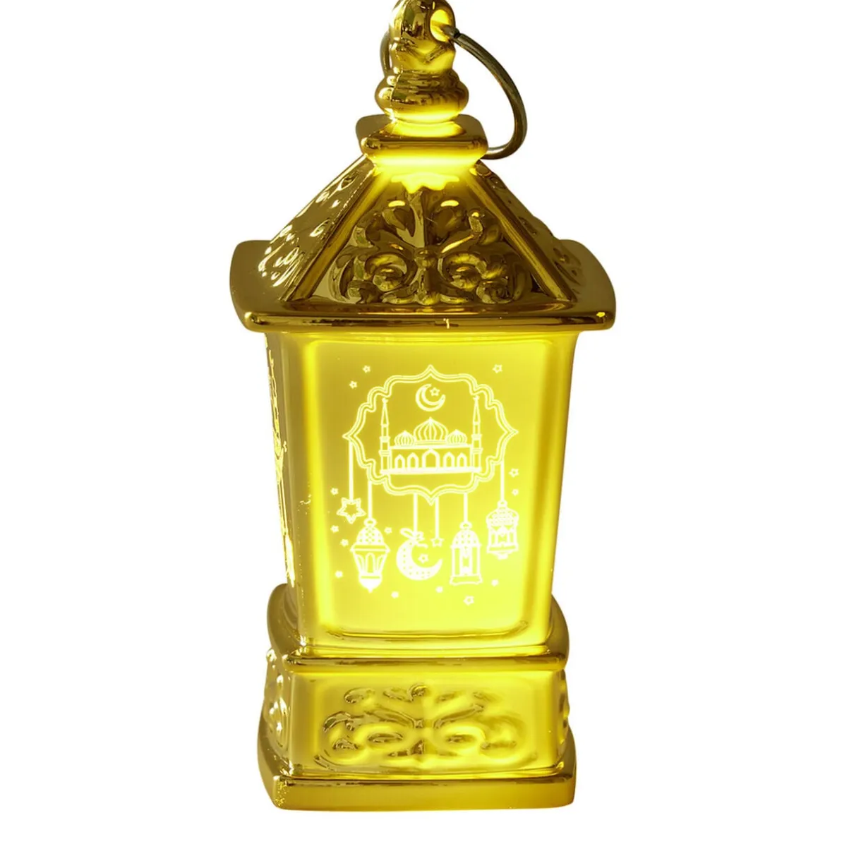 Mini lanterne LED orientale carrée 5x5xH10cm (2 modèles doré ou argenté) < Gifi