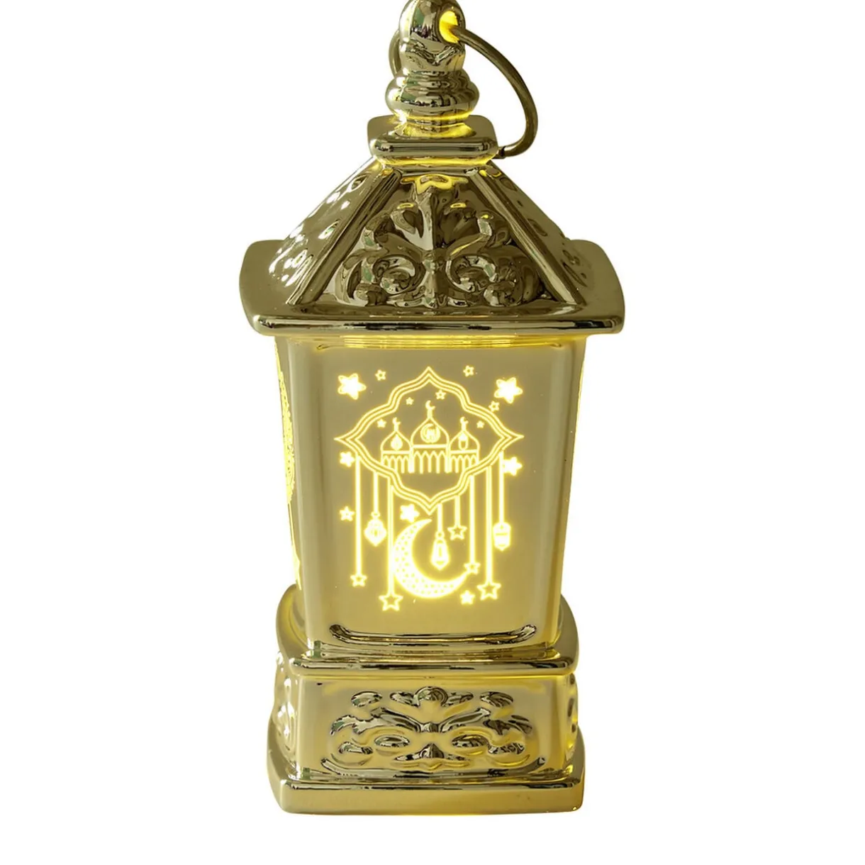 Mini lanterne LED orientale carrée 5x5xH10cm (2 modèles doré ou argenté) < Gifi