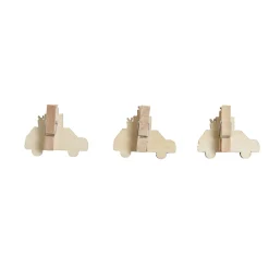 Mini pinces en bois Noël forme voitures 3 pièces