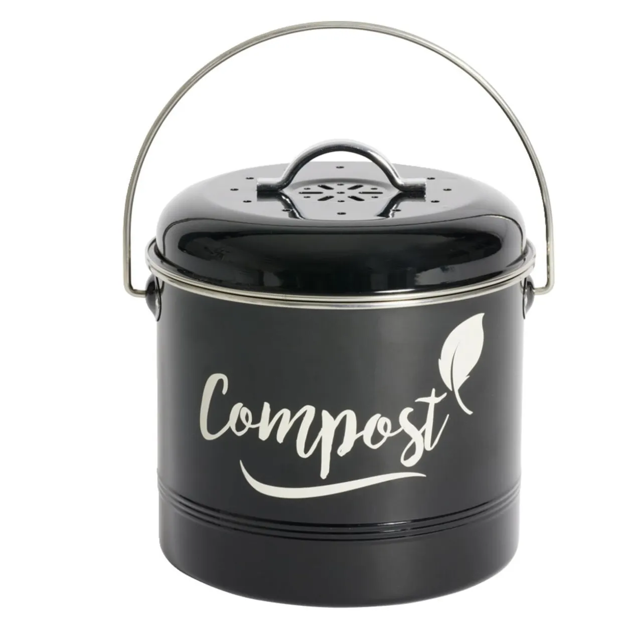 Mini poubelle de cuisine compost noir Ø18xH21cm