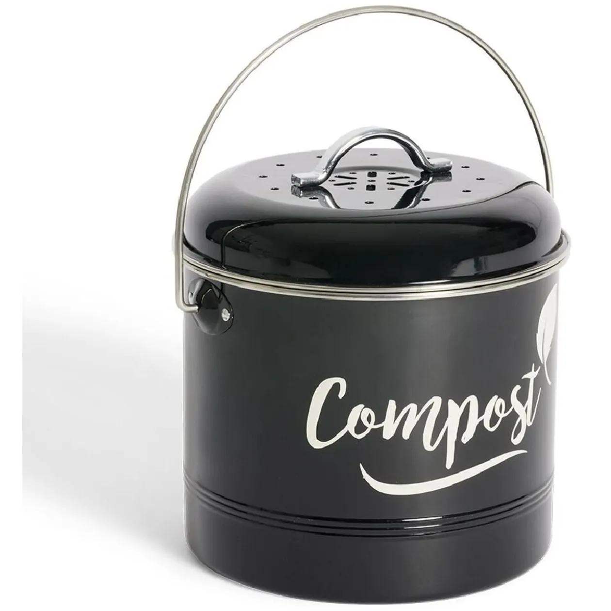 Mini poubelle de cuisine compost noir Ø18xH21cm