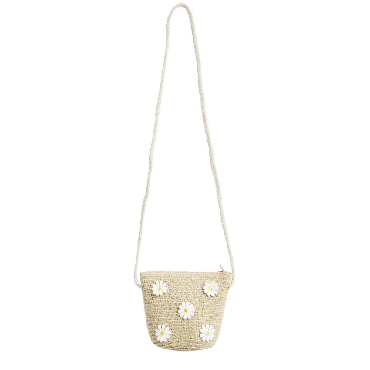 Mini sac tressé avec marguerites 14x5x12cm < Gifi Outlet