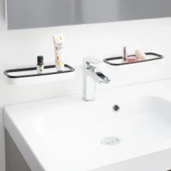 Mini étagère de robinet salle de bain 2en1 plastique blanc 11x63cm < Gifi Hot