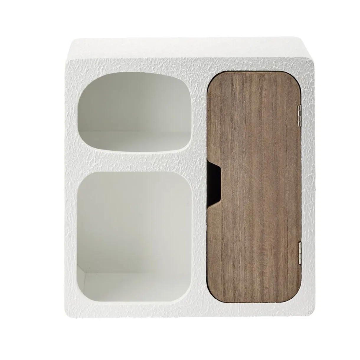 Mini étagère en bois 3 niches dont 1 porte blanc et marron 30x13xH32,5cm < Gifi Outlet