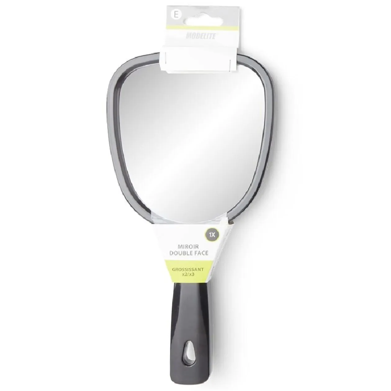 Miroir à main double face grossissant plastique noir
