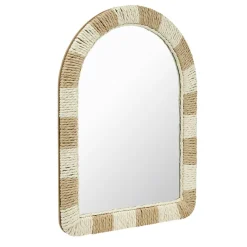 Miroir mural forme arche cadre tressé beige et marron 30xH40cm < Gifi Best