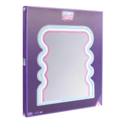 Miroir néon forme vague bleu blanc rose 35x40cm
