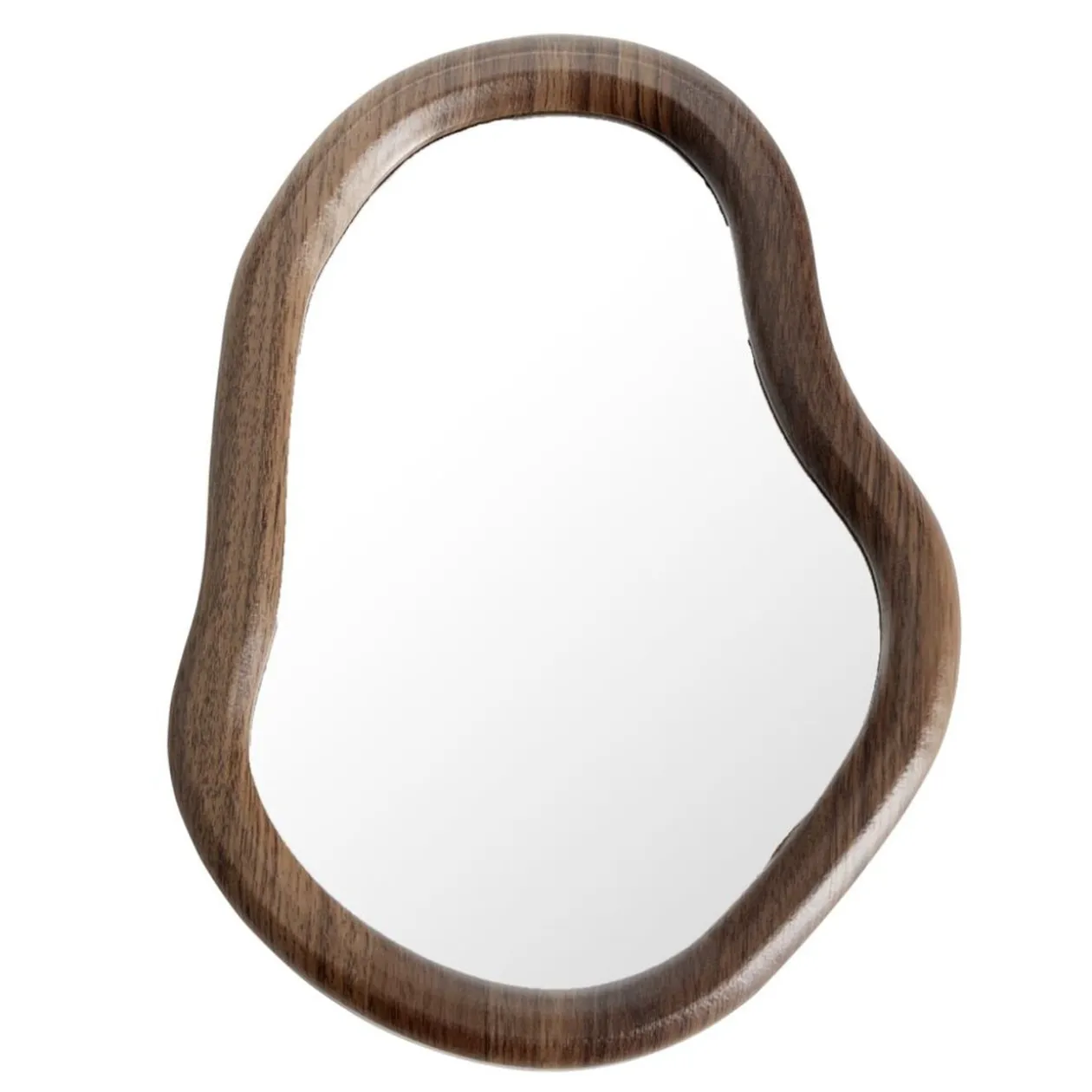 Miroir organique en bois effet noyer 20x27cm
