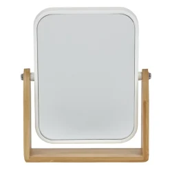 Miroir à poser blanc et bambou < Gifi New